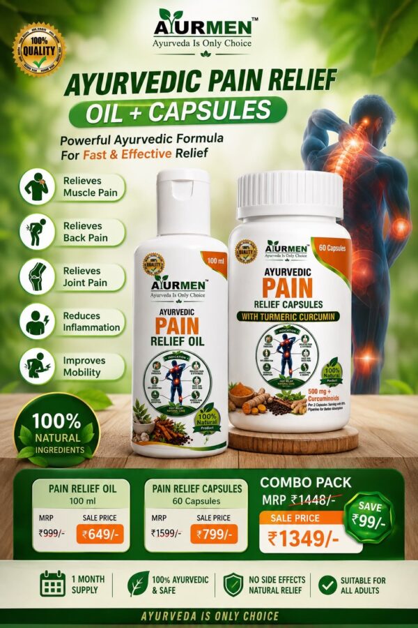 97bc6790-f4e6-4efe-89ac-b9b54397e212 Ayurmen Pain Relief Oil & Cap. Kit 100% Ayurvedic
