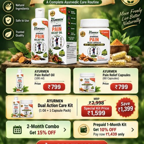 Ayurmen Pain Relief Oil & Cap. Kit 100% Ayurvedic
